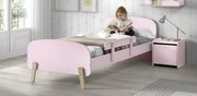 Set Mobilier Kiddy pentru Camera Copii – Pat 90x200 cm, Noptieră &amp; Bară Siguranță – Roz Pal – Vipack