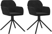 vidaXL Scaune de bucătărie pivotante, 2 buc., negru, catifea