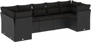 vidaXL Set canapele de grădină cu perne, 7 piese, negru, poliratan