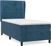 vidaXL Pat box spring cu saltea, albastru închis, 80x200 cm, catifea