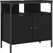 vidaXL Dulap pentru chiuvetă baie, negru, 60x30x60 cm, lemn prelucrat