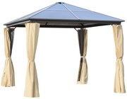 Outsunny Foisor cu acoperis din policarbonat 3 x 3 m, cu cadru din aluminiu , Culoarea cafelei | Aosom Ro