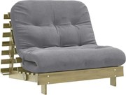 vidaXL Canapea futon cu saltea, 100x206x11 cm, lemn de pin tratat
