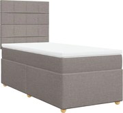 vidaXL Pat box spring cu saltea, gri taupe, 100x200 cm, textil