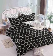 Set Lenjerie de Pat cu Elastic, Bumbac Tip Finet, 6 Piese, Pat 2 Persoane, Black