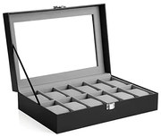 Cutie de ceasuri, Songmics, 20.2 x 30.2 x 7.8 cm, JWB12BK, Gri