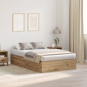 vidaXL Cadru de pat stejar artizanal 200 x 120 x 31.5 cm Lemn compozit