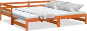 vidaXL Pat de zi cu extensie, maro ceruit, 90x200cm, lemn masiv de pin