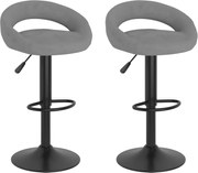 vidaXL Scaune de bar, 2 buc., gri deschis, catifea