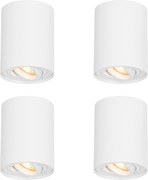 Set de 4 spoturi moderne de plafon albe, rotative și înclinabile - Rondoo Up