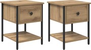vidaXL Noptieră 2 pcs Stejar Artizanal 34 x 35,5 x 45 cm Lemn compozit