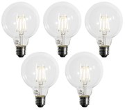 Set 5 becuri Bec LED E27 reglabil în 3 trepte G95 4W 450lm 3000K