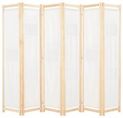 vidaXL Paravan cameră, 6 panouri, crem, 240x170 x4 cm, material textil