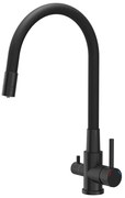 Baterie bucatarie cu pipa flexibila Quadron Pop Agnes finisaj negru carbon