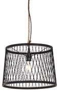 Lampă suspendată rustică pentru exterior din ratan negru 40 cm - Calamus