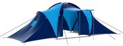 vidaXL Cort camping textil, 9 persoane, albastru închis și albastru