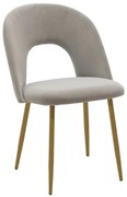 Scaun Bucatarie/Dining Hannah Catifea Gri ,Picioare Metalice Finisaj Lemn