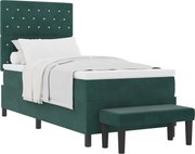 vidaXL Pat cu arcuri cu saltea Verde închis 100 x 200 cm Catifea