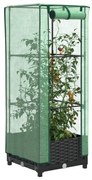 vidaXL Strat înălțat cu husă de seră, aspect ratan, 40x40x123 cm