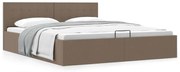 vidaXL Cadru de pat hidraulic cu ladă, gri taupe, 160 x 200 cm, textil