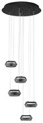 Lustra cu 5 pendule LED, Metal, Negru, Sticla, JAILYN