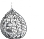 Scaun suspendat gri KOKON fara suport, pernă alb-gri