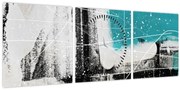 Tablou - Abstract turcoaz (cu ceas) (90x30 cm)
