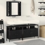 vidaXL Unități de vanitate pentru baie 3 pcs Negru 80 x 30 x 60 cm