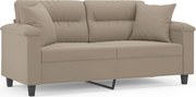vidaXL Canapea cu 2 locuri, cu perne, gri taupe, 140 cm, microfibră