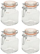 Set 4 borcane Excellent, cu inchidere ermetica, 7 x 5 cm, 90 ml