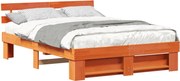 vidaXL Cadru de pat Maroniu cerat 140 x 200 cm Lemn de pin masiv