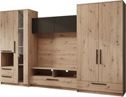 Mobilier living Male – 320x50x200 cm – Stejar Artisan / Negru