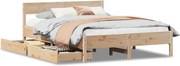 vidaXL Cadru de pat fără saltea, 135x190 cm, lemn masiv de pin
