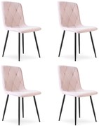 Set 4 Scaune Bucatarie/Dining Fido Catifea Roz Deschis