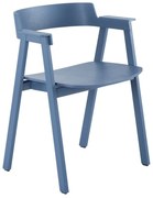 Scaun de dining albastru cu cotiere din lemn de stejar Flip – Gazzda