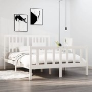vidaXL Cadru pat, alb, 140x190 cm, lemn masiv