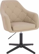 HR831CROSS Scaun Crem Piele Ecologica Premium Soft cu Bază Neagră