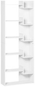 HOMCOM Bibliotecă, etajeră de depozitare cu 6 nivele, design neregulat, pentru sufragerie, dormitor, birou, 60x21x162,5cm, alb | Aosom Romania