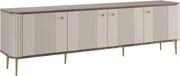 Dulap TV Vesper 4D 187 cm - cașmir / nuc / picioare aurii