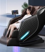 Fotoliu masaj IULIUS, Incalzire, Bluetooth, Display LCD, Ecran tactil color, Zero Gravity, 2 Boxe, Moduri Automate, Reglarea intensității masajului, Piele PU Premium, Maro/Negru