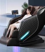 Fotoliu masaj IULIUS, Incalzire, Bluetooth, Display LCD, Ecran tactil color, Zero Gravity, 2 Boxe, Moduri Automate, Reglarea intensității masajului, Piele PU Premium, Maro/Negru