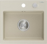 Mexen Milo chiuvetă de bucătărie din granit cu 1 cuvă, 435 x 410 mm, bej, sifon cromat - 6505441000-69
