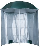 Outsunny Umbrelă de Plajă și Grădină cu Perdea Parasolară, Poliester și Metal, Φ220cm, Verde Închis | Aosom Romania