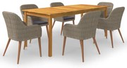 vidaXL Set mobilier de grădină, 7 piese, maro