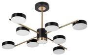 Lustră LED pe tijă 8xLED/7W/230V + LED/6W 3000-6000K d. 77 cm auriu/negru