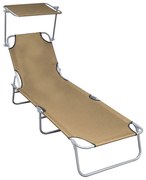 vidaXL Șezlong pliabil cu copertină, gri taupe, aluminiu