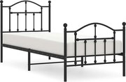 vidaXL Cadru pat metalic cu tăblii de cap/picioare, negru, 90x190 cm