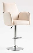HR280W Scaun Crem din Catifea cu Bază Cromata
