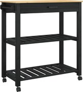 vidaXL Troler de Bucătărie MONZA Negru 84 x 40 x 88,5 cm