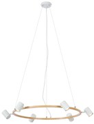 Lampă suspendată modernă cu imprimeu lemn cu alb 6 lumini - Jeana Circle